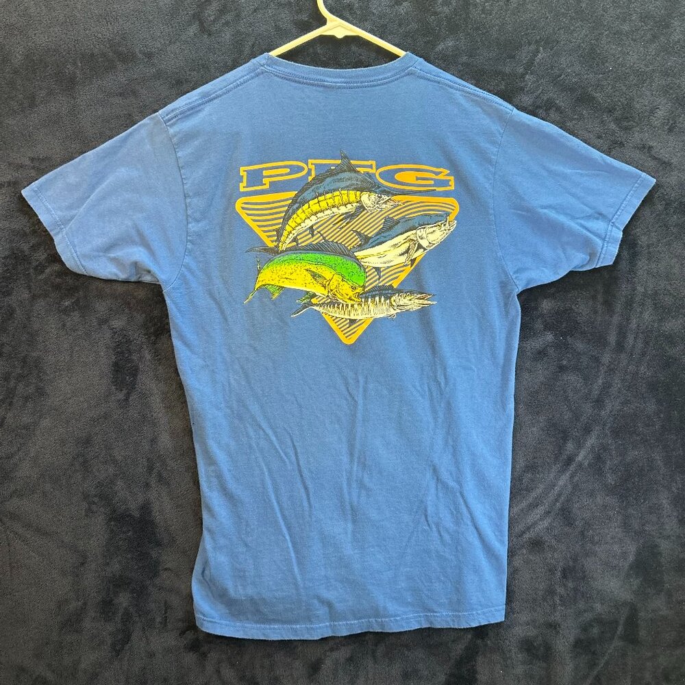 Vintage Pre-Owned Men's Performance Fishing Gear by Columbia Blue T-Shirty. Size
